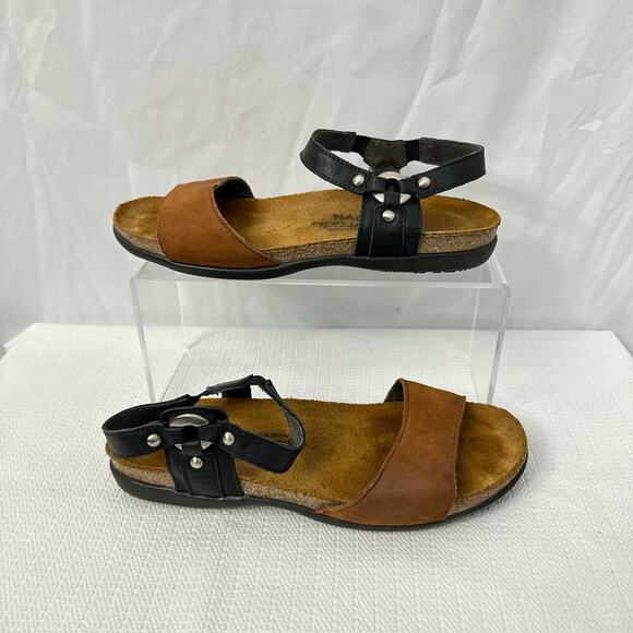 Naot Sabrina Sandals Womens Size 6 Black Tan Leather 37 EU - Picture 7 of 9